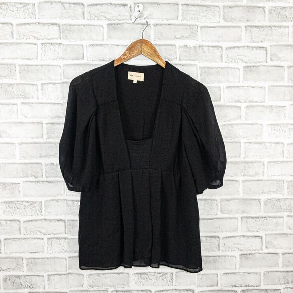athe Vanessa Bruno Square Neck Blouse Pleated Black Women's size 42 - Picture 5 of 7